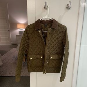 J Crew Forest Green Quilted Puffer Jacket Coat
